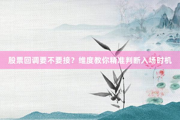 股票回调要不要接?维度教你精准判断入场时机