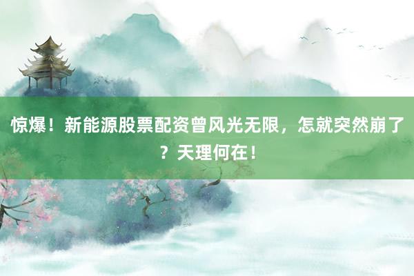 惊爆！新能源股票配资曾风光无限，怎就突然崩了？天理何在！