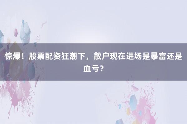惊爆！股票配资狂潮下，散户现在进场是暴富还是血亏？