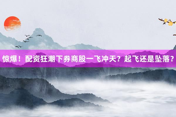 惊爆！配资狂潮下券商股一飞冲天？起飞还是坠落？