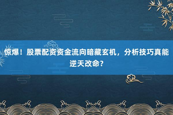 惊爆!股票配资资金流向暗藏玄机,分析技巧真能逆天改命?
