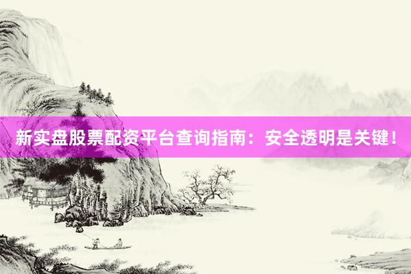 新实盘股票配资平台查询指南：安全透明是关键！