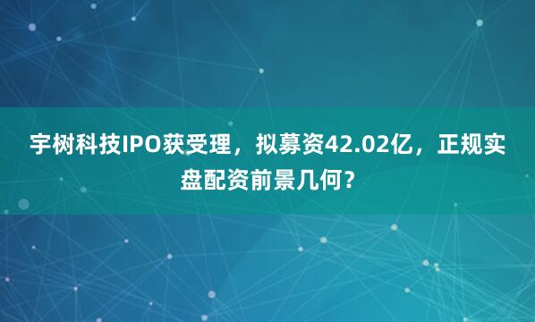 宇树科技IPO获受理，拟募资42.02亿，正规实盘配资前景几何？