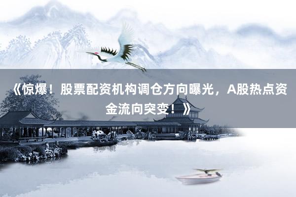 《惊爆！股票配资机构调仓方向曝光，A股热点资金流向突变！》