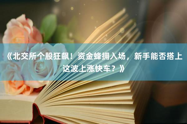 《北交所个股狂飙！资金蜂拥入场，新手能否搭上这波上涨快车？》