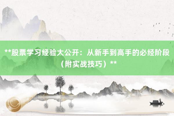 **股票学习经验大公开：从新手到高手的必经阶段（附实战技巧）**