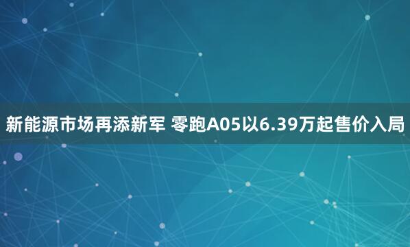 新能源市场再添新军 零跑A05以6.39万起售价入局