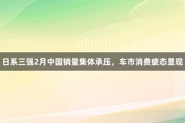 日系三强2月中国销量集体承压，车市消费疲态显现