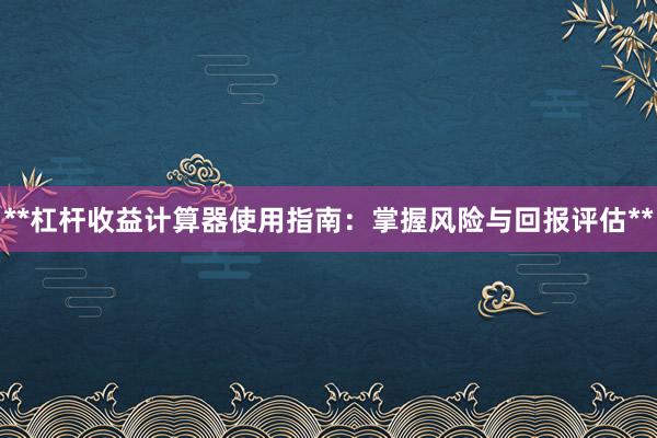 **杠杆收益计算器使用指南：掌握风险与回报评估**